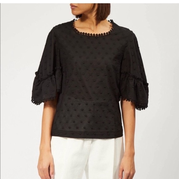 See By Chloé Embroidered Bell Sleeve Blouse Black 4 - Picture 2 of 14